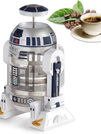 TEENKON French Press Insulated 304 Stainless Steel Coffee Maker, 32 Oz Robot R2D2 Hand Home Coffee Presser, with Filter Screen for Brew Coffee and Tea